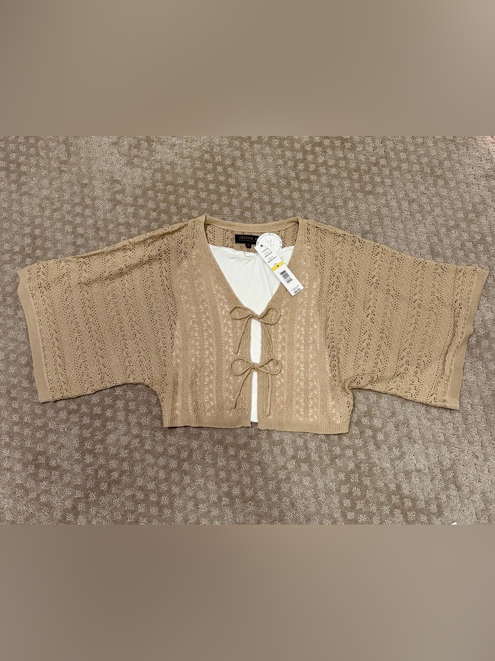 Joseph A. Tie Front Pointelle Knit Cardigan Sweater | NWT | Medium